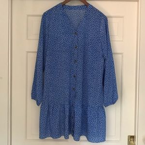 Cornflower Blue Teardrop Print Dress
